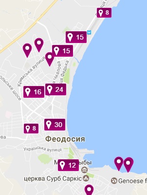 Гостиницы на карте Крыма